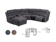 Load image into Gallery viewer, Modular corner with 3 Recliners  - Rhino Suede  - Available is left/right config  - Console with cup holders and storage  - Available in Truffle and Charcoal 