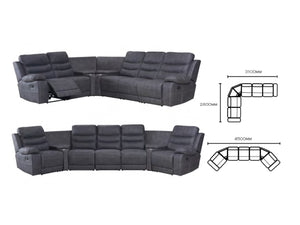 - 3 Recliners  - Rhino Suede  - Consoles with cup holders and storage  - Available in Truffle and Charcoal 