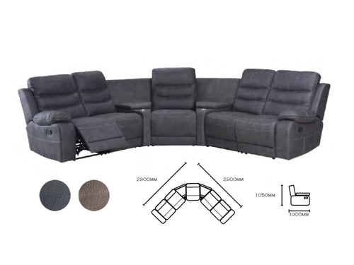 - 3 Recliners  - Rhino Suede  - Consoles with cup holders and storage  - Available in Truffle and Charcoal 