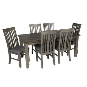 The Sleek and Contemporary Davinci Dining Suite is a perfect addition to any home as the elegant slate/grey coloured N.Z. Pine Timber will fit to anyone’s house without clashing with existing furniture.  Davinci 7pce Dining Suite include  - 1800x900 Table  - 6x Dining Chairs.  **ONLINE PRODUCT ONLY**