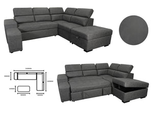 The Macie Corner Lounge is a versatile L-Shaped couch that is sure to be a perfect fit into any household. The Macie is a very space efficient couch with all its convenient features packed into a small but still comfortable size it is sure to keep anyone sitting on it relaxed, weather its friends on a weekend or a family sitting down for a movie after a long day.