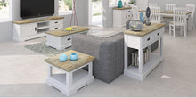 Load image into Gallery viewer, The Gorgeous Hamptons Living and Dining Package includes 12pces  The Hamptons Range is made from Beautiful strong timber Featuring white wash and Timber look, all Drawers are are on ball bearing runners and handles are gorgeous brushed metal. All of the Hamptons range comes fully Assembled, Dining table requires slight and easy assembly of legs.  This set is sure to give that hamptons/beach feel to your home! 
