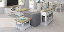 Load image into Gallery viewer, The Hamptons Range is made from Beautiful strong timber Featuring white wash and Timber look, It&#39;s Solid pine meaning it is very Sturdy,  Dining Chairs come fully assembled featuring a solid seat base with seat and back contouring for extra comfort.  Includes  1x Dining Table  6x Dining Chairs   Dining Table Measurements are as follows - 1900x1000mm  